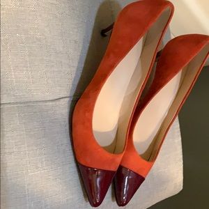 Two toned brushed suede pumps